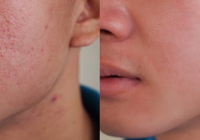 Before and after acne scar treatment