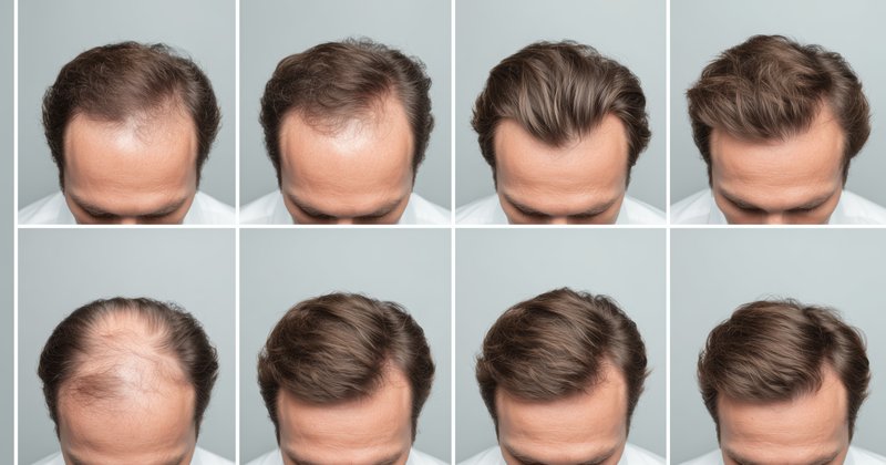 Before and after PRP hair restoration showing increased hair density